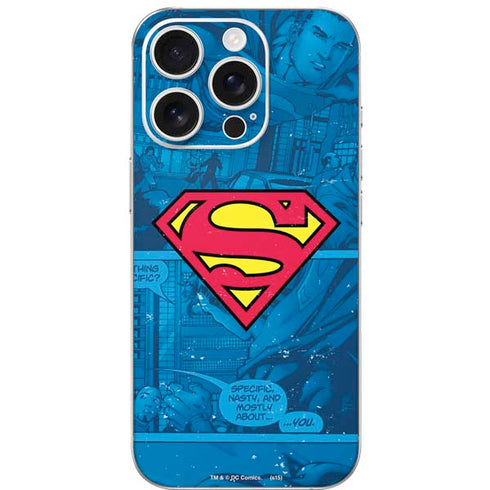 DC Comics Superman Logo Background Pattern iPhone 16 Pro Skin